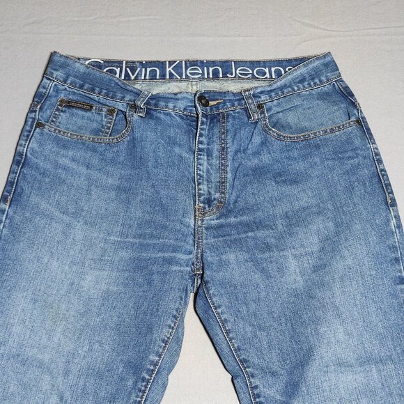 Vintage Calvin Klein Jeans men's size 32X31 hard washed denim blue straight leg - Picture 2 of 15